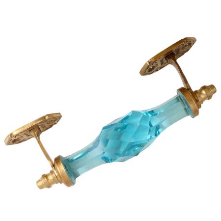 Turquoise Cut Glass Golden Big Door Handle
